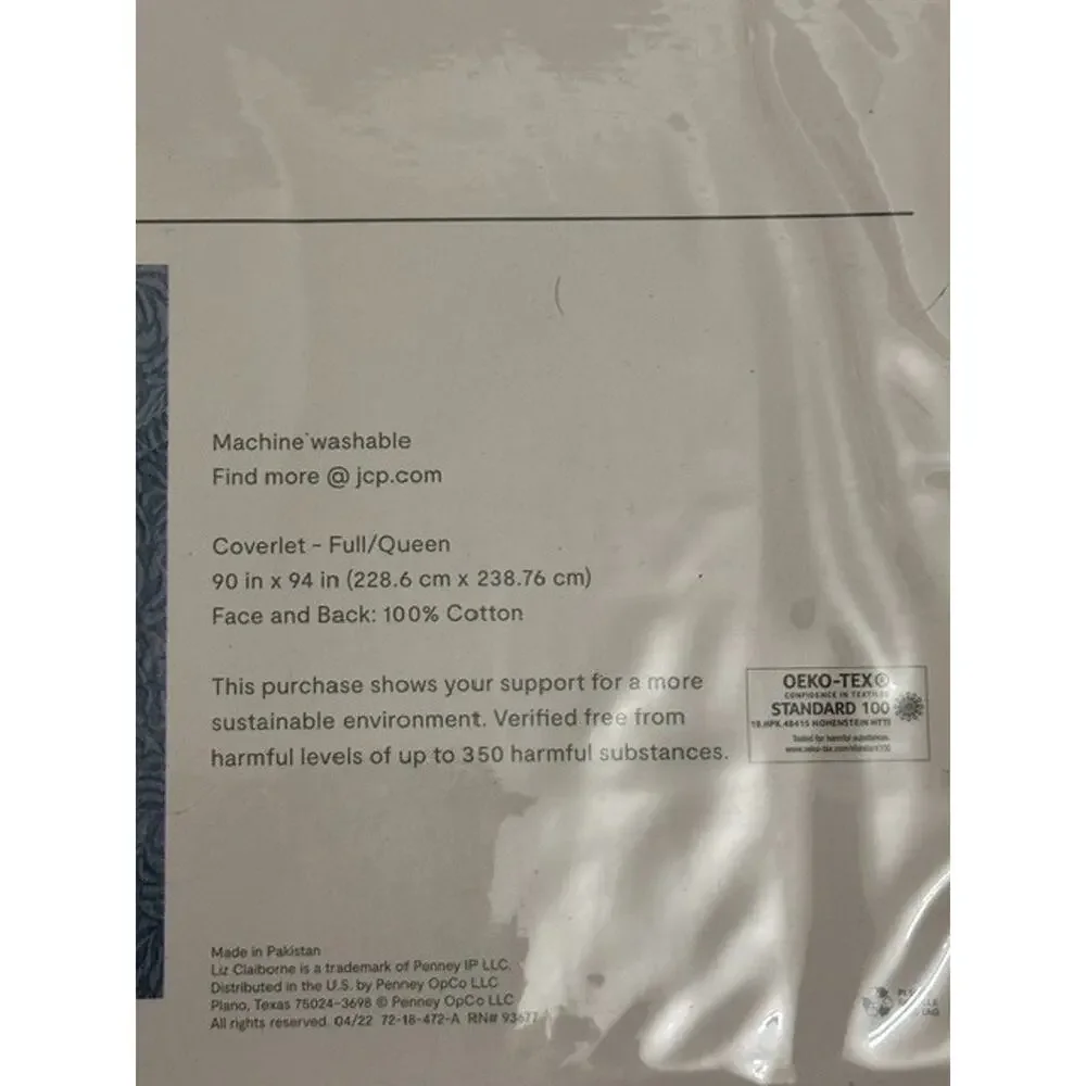 Liz Claiborne Coverlet Felicity Queen / Full Bed Textured Cotton Weathered Gray
